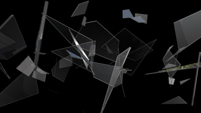 Broken Glass Exploding Against Black Background in, Slow Motion Shot Glass Break intorduction or logo reveal promo