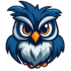 Obraz premium Cute Cartoon Angry Owl. Funny Animal Illustration.