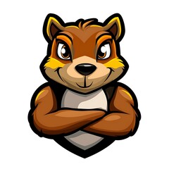 Fototapeta premium Cartoon Squirrel Mascot with Strong Arms. Cute Animal Character Design.