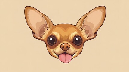 Adorable Chihuahua Head with Big Ears and Tiny Tongue Sticking Out in a Cute and Playful Style.
