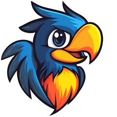 Obraz premium Cartoon Parrot Head, Cute Angry Bird, Graphic Design Element