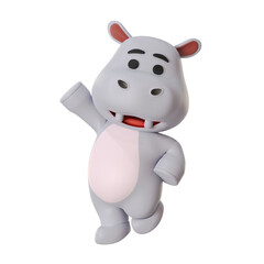 Mascot Cute Hippo Jumping High