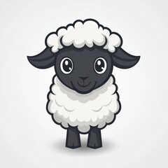 Cute cartoon lamb with black face and white wool.