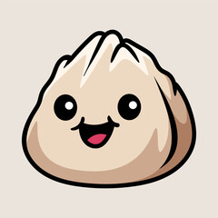 fun cute dimsum sumpling cartoon character isolated colored drawing line art style sketch classic vintage design illustration