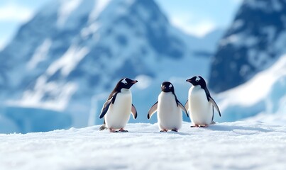 Obraz premium adorable African penguins are positioned playfully, Generative AI