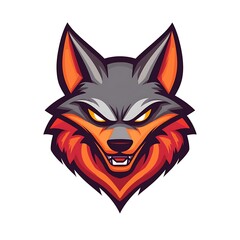 Fototapeta premium Angry Wolf Mascot Logo. Aggressive Animal Head Graphic Design.