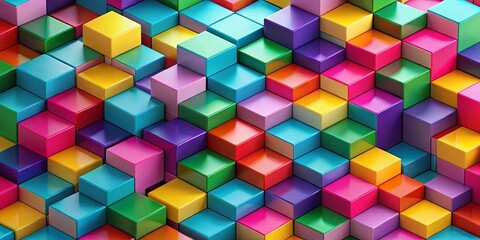 Obraz premium Abstract Colorful Cube Mosaic A Vibrant Pattern of Shiny Blocks