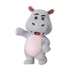 Mascot Cute Hippo Winked eye