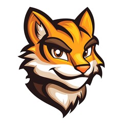 Cartoon Tiger Mascot Head.  Animal Mascot Design.