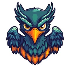 Obraz premium Angry Cartoon Owl Mascot. Creative Graphic Design for Logo or T shirt.