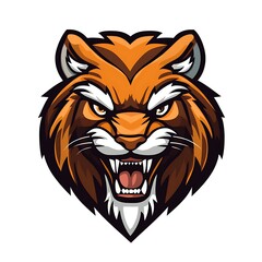 Obraz premium Angry Tiger Mascot Head. Sporty Wild Animal Logo Design.