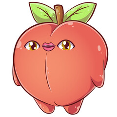 an apple Cute fruit food vegetable Character Illustration 2D with expressive transparent background