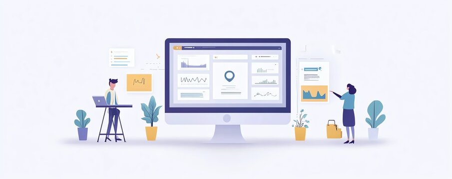 Business team reviewing sales and customer information, analyzing KPIs and performance using AI, focusing on datadriven strategies for business growth