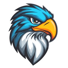Obraz premium Aggressive Blue Eagle Head Logo. Powerful Mascot Design.