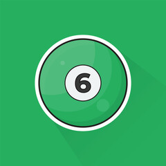 Illustration of Pool Ball Number 6 in Flat Design