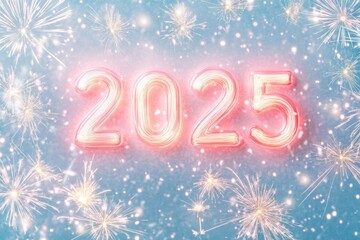 Glowing 2025 New Year's Eve background with sparkles.