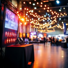 Modern Event Space with Ambient Lighting and Interactive Displays