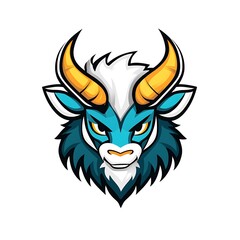 Fototapeta premium Aggressive Blue Goat Mascot Logo