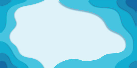 Fototapeta premium Abstract blue background in paper cut style.