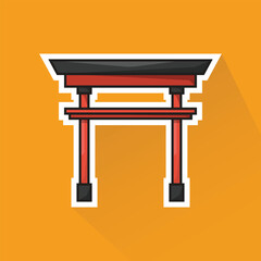 Illustration of Torii Gate in Flat Design