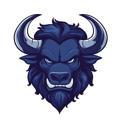 Fototapeta premium Powerful Blue Bull Mascot Head. Concept of Strength, Courage, and Power.