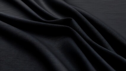 Fototapeta premium Black textured fabric with a subtle woven grid pattern, suitable for backgrounds, design elements, and textile concepts in creative projects