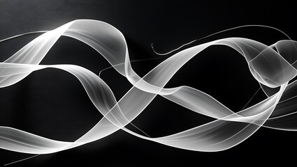 Abstract White Swirls Against Black Background