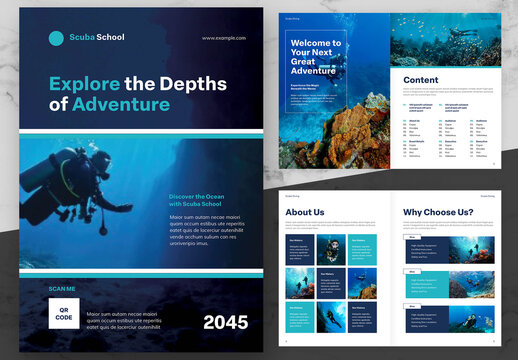Blue And White Scuba Brochure