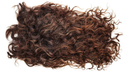 Flowing dark brown hair on textured fabric background