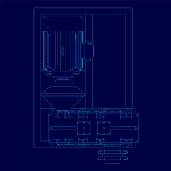 Electric generator motor contour. Vector illustration. Top view. Creative illustration design