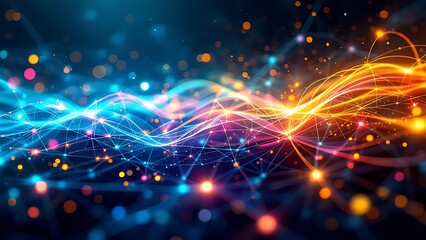 Obraz premium A world of connections revealed! This abstract artwork utilizes a mesmerizing display of colors to visualize the intricate exchange of data across a network.