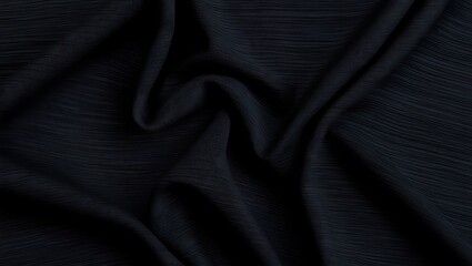 Fototapeta premium Black textured fabric with a subtle woven grid pattern, suitable for backgrounds, design elements, and textile concepts in creative projects