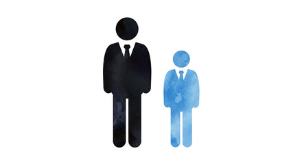 Watercolor Businessmen Big Small Success Teamwork Growth