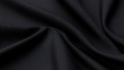 Black textured fabric with a subtle woven grid pattern, suitable for backgrounds, design elements, and textile concepts in creative projects