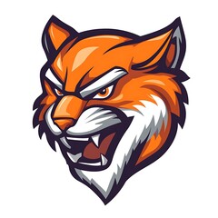 Fototapeta premium Fierce Cougar Mascot Head. Aggressive Wild Animal Logo Design.