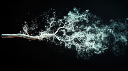 Obraz premium Ethereal Steam Branches: Dreamlike Flowing Patterns on Dark Background