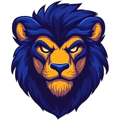Aggressive Lion Head Mascot.  Bold and Powerful Animal Graphic Design.
