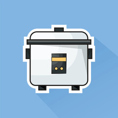 Illustration of Rice Cooker in Fat Design
