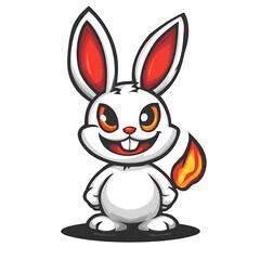 Fototapeta premium Cute Cartoon Fire Rabbit Mascot