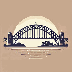 city harbour bridge illustration