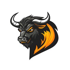 Obraz premium Angry Bull Head Logo. Powerful and Fierce Animal Design.