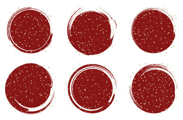 筆書き円と金粉フレーム和風ベクターイラスト 枠 コピースペース 飾り あしらい 墨 漆 黒 正月