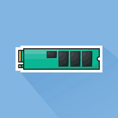 Illustration of SSD M2 in Flat Design