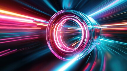 Hyperdrive Neon Warp Tunnel - A Futuristic Journey Through Pink and Teal Lights