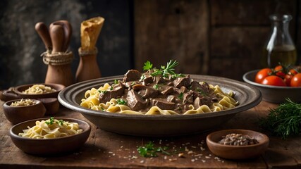 Beef Stroganoff Magic: Melt-in-Your-Mouth Beef in Creamy Mushroom Sauce on Egg Noodles