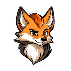 Cartoon Fox Head Mascot.  Cute and fierce fox character.