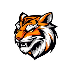 Fototapeta premium Tiger Head Mascot Logo. Concept of Strength, Power, and Wildness.