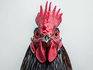 Close-up portrait of a rooster showcasing its vibrant colors and distinct features.