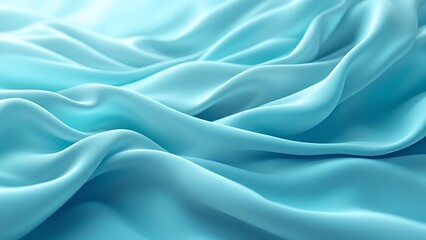 Obraz premium Turquoise Fabric with Ripples and Folds. Colorful Luxury Surface Banner.