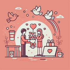 Illustration of card with a couple